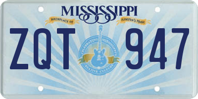MS license plate ZQT947