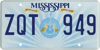 MS license plate ZQT949