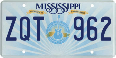 MS license plate ZQT962