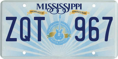 MS license plate ZQT967