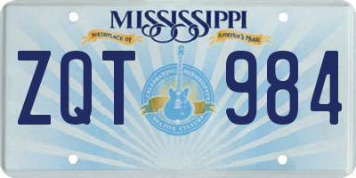 MS license plate ZQT984