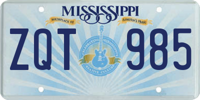 MS license plate ZQT985