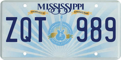 MS license plate ZQT989