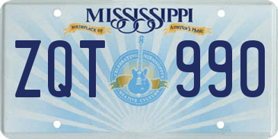 MS license plate ZQT990