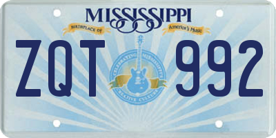MS license plate ZQT992