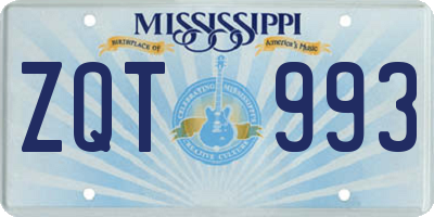 MS license plate ZQT993