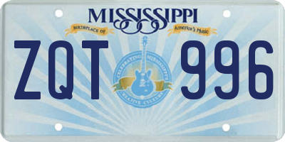 MS license plate ZQT996