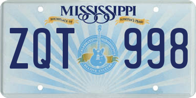 MS license plate ZQT998