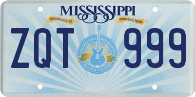 MS license plate ZQT999
