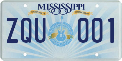 MS license plate ZQU001