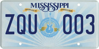 MS license plate ZQU003