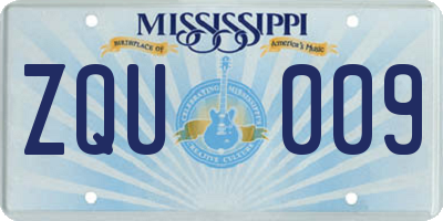 MS license plate ZQU009