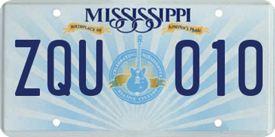 MS license plate ZQU010