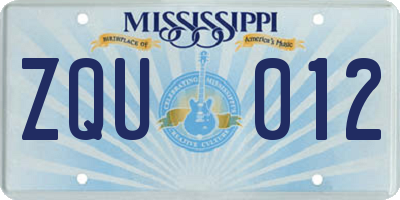 MS license plate ZQU012