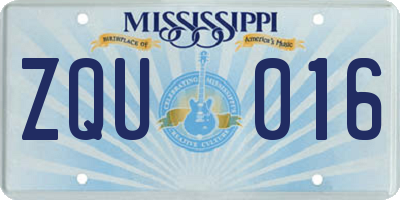 MS license plate ZQU016