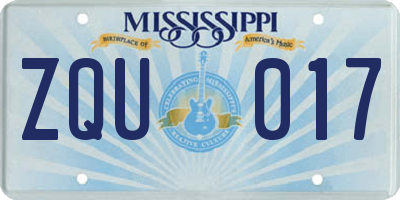 MS license plate ZQU017