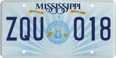 MS license plate ZQU018