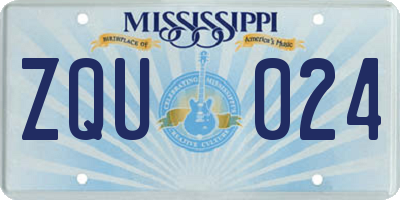 MS license plate ZQU024