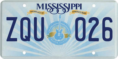 MS license plate ZQU026