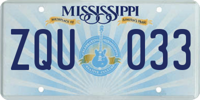 MS license plate ZQU033