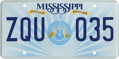 MS license plate ZQU035