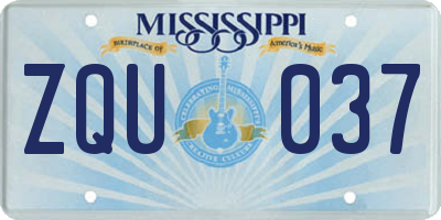 MS license plate ZQU037