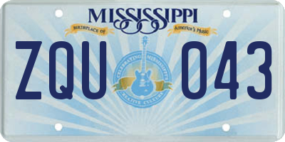 MS license plate ZQU043