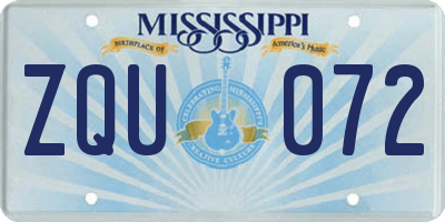 MS license plate ZQU072