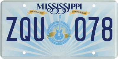 MS license plate ZQU078