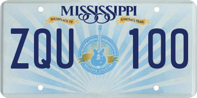 MS license plate ZQU100