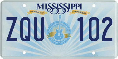 MS license plate ZQU102