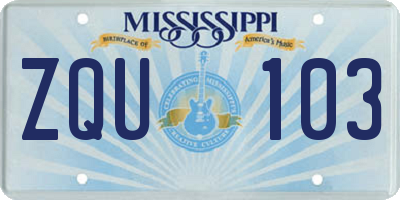 MS license plate ZQU103