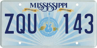 MS license plate ZQU143