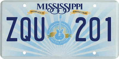 MS license plate ZQU201