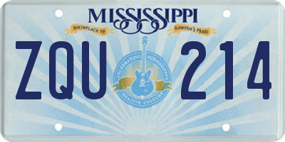 MS license plate ZQU214