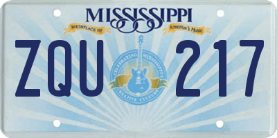 MS license plate ZQU217