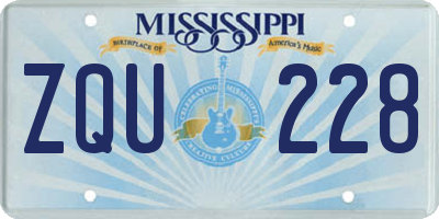 MS license plate ZQU228
