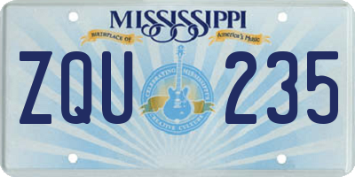 MS license plate ZQU235