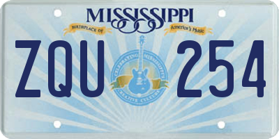 MS license plate ZQU254