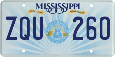 MS license plate ZQU260