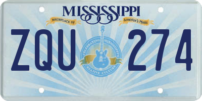 MS license plate ZQU274