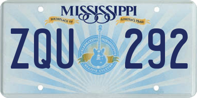 MS license plate ZQU292