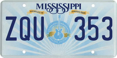 MS license plate ZQU353