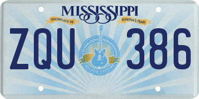 MS license plate ZQU386