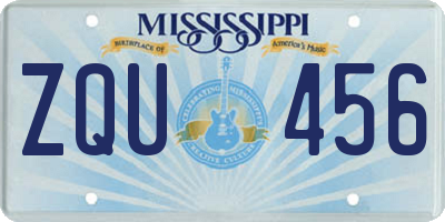 MS license plate ZQU456