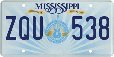 MS license plate ZQU538