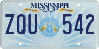 MS license plate ZQU542