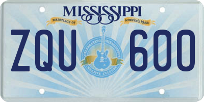 MS license plate ZQU600