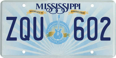 MS license plate ZQU602