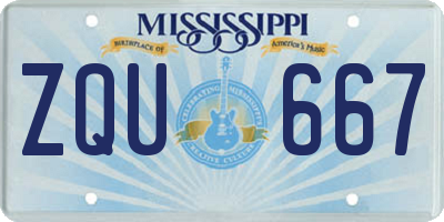 MS license plate ZQU667